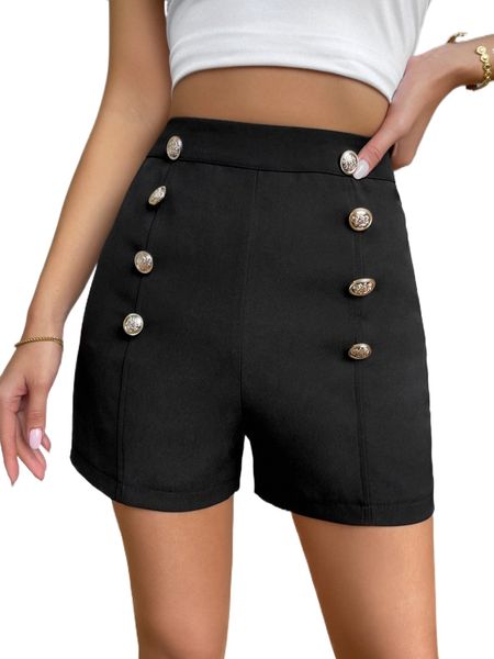 

h.igh w.aist b.utton detail s.horts j7gt#, White;black