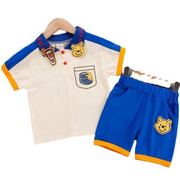 Estate Bambini Neonato Abbigliamento Set Simpatico cartone animato Polo in cotone T-Shirt Pantaloncini Tuta a due pezzi per bambini Outfit 1 2 3 4 5 anni