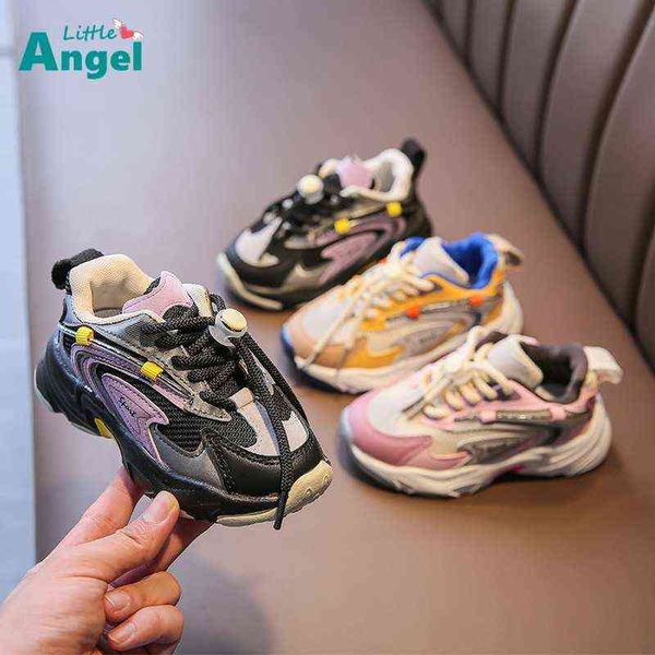 

2021 new children's sports autumn boys' and girls' korean casual student running shoes kids fashion sneakers g220422, Black;red