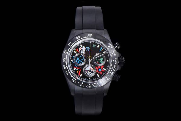 

tw factory produces rubber strap 40mm 7750 movement folding buckle sapphire glass mirror men's watch, Slivery;brown