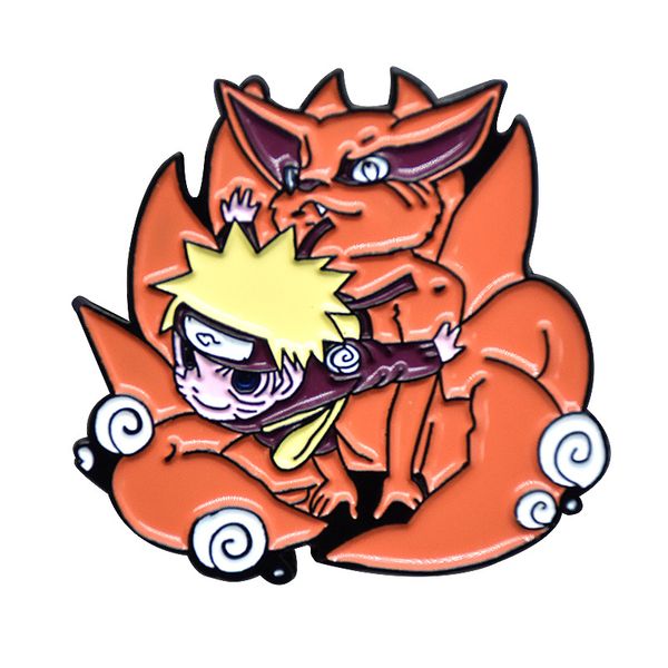 

kyuubi naruto women's brooch for clothes 2022 japanese anime accessories manga badges on backpack lapel pins jewelry men gift, Blue