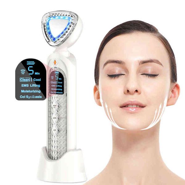 

nxy face care device ems facial massager lifting skin tightening firming wrinkle remove cool vibration led pn therapy 0530