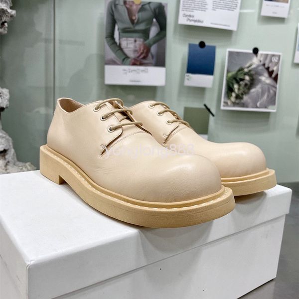 

dress shoes high end quality women's shoes leather round head lace up single flat heel british small, Black