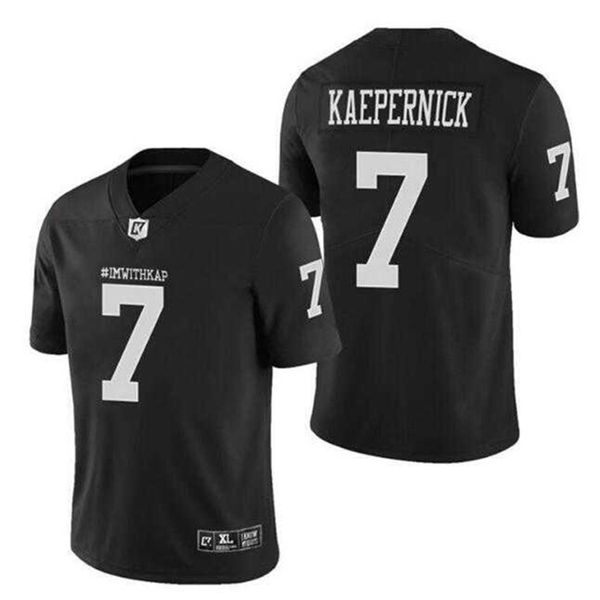 Sj98 NCAA IMWITHKAP 7 COLIN KAEPERNICK JERSEY I M WITH KAP Maglie da calcio uomo Nero Bianco