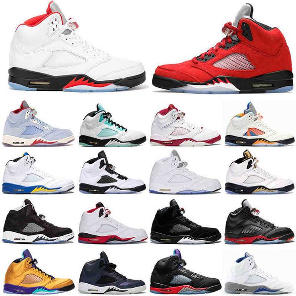 

basketball shoes men 5s 5 ice blue white cement fire red laney island green metallic gold mens trainers sneakers size us 7-13, Black