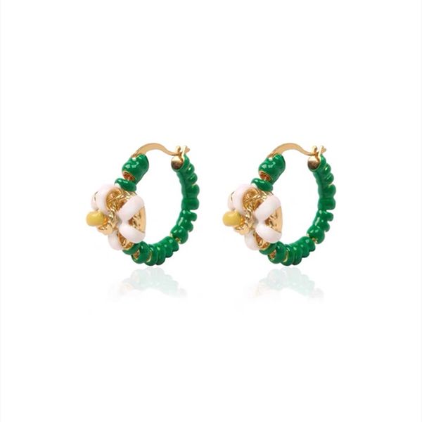 

colorful glaze winding flower earrings stud personality niche design temperament hip-hop high-end contrast color versatile jewelry, Golden;silver