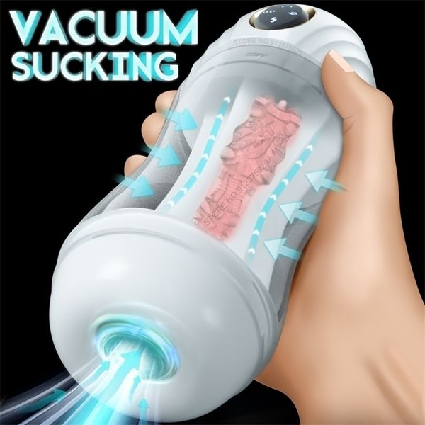 Echte Automatische Saugen Männliche Masturbation Tasse Oral Vagina Erwachsene Saug Vibrator Masturbator Spielzeug Für Männer Blowjob Sex Maschine 220720