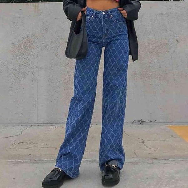 

women's jeans fashion women's jeans y2k patchwork print denim streetwear blue high waist street baggy jean retro mom boyfriend car