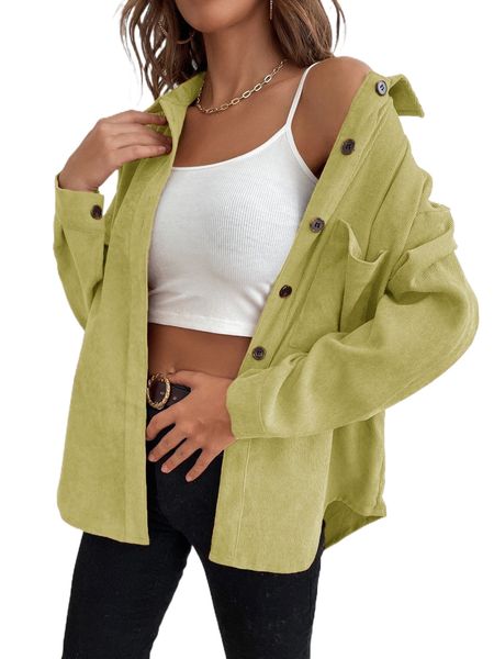 

1pc solid button up corduroy blouse d4z4#, White