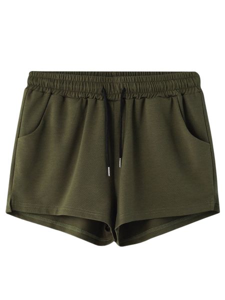 

men solid drawstring waist shorts f1an#, White;black