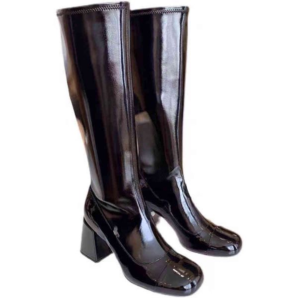 

brand m home autumn and winter new slim color matching knight boots women's high tube below knee horseshoe heel boots 34-40, Black