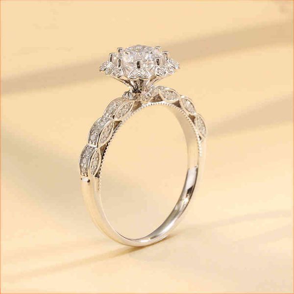 

100% real 18k white gold color natural moissanite diamond resizable for women anillos de invisible setting rings jewelry, Golden;silver