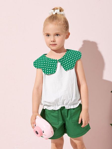 

toddler girls polka dot peter pan collar she, White;black