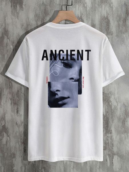 

men figure & letter graphic tee 87vu#, White;black