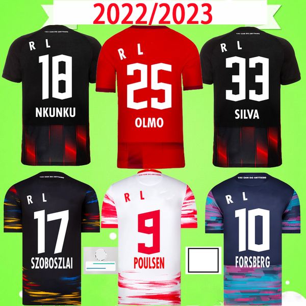

leipzigs 2022 2023 soccer jerseys rb silva olmo nkunku poulsen haidara laimer camiseta adams maillot moriba brobbey 22 23 rbl football shirt, Black;yellow