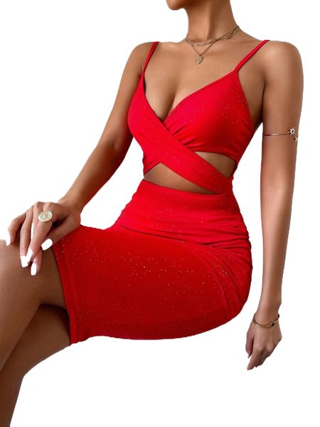 

peekaboo crisscross front form fitted slip dress t5ry#, Black;gray