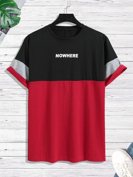 

men color block letter graphic tee n3ey#, White;black