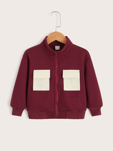 

toddler boys zipper front flap pocket jacket she, Blue;gray