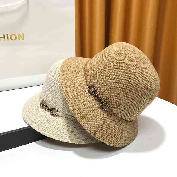 

designer bucket straw sun fisherman hat man woman sunshade female sunscreen summer new outdoor leisure versatile sun small bow fisherman, Blue;gray