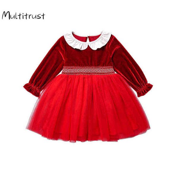 

1-4y kids baby girls red velvet tutu dress christmas party girls princess formal dresses autumn winter baby clothes outfits l220715, Red;yellow