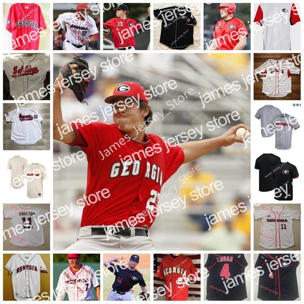 

james ncaa custom uga georgia bulldogs baseball jersey 33 rich poythress 18 ryan lawlor 5 c.j. smith 17 emerson hancock 13 cole wilcox 12 jo, Black