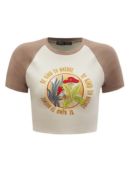 

color block slogan graphic crop tee 52ab#, White