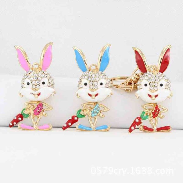 

metal radish creative rabbit car key chain diamond bag pendant, Slivery;golden