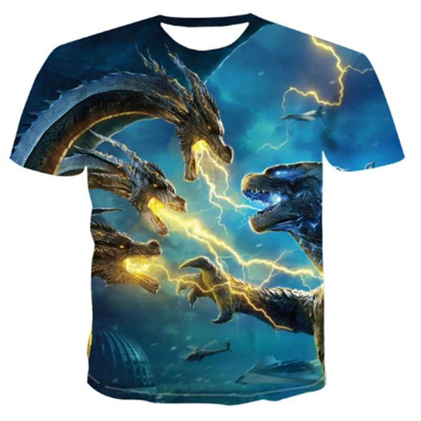 

dragon graphic t-shirt animal theme 3d fashion summer casual t-shirt men's o-neck shirt large size streetwear t-shirt, Black;green