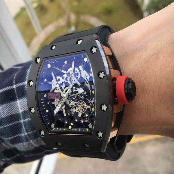 

luxury mens mechanics watches richa milles wristwatch business leisure mens large dial full-automatic mechanical watch sports fashion full, Slivery;golden