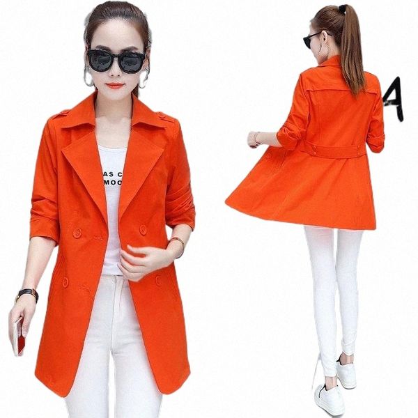 

women's trench coats 2021 spring autumn jackets casual thin section female windbreaker outerwear mid long slim sleeve women coatr1616 j, Tan;black