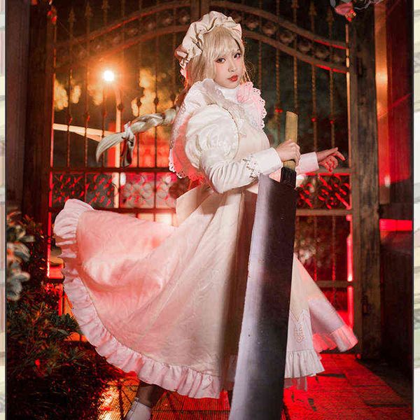 

anime maid cosplay dress set women girl halloween l220714, Black;red