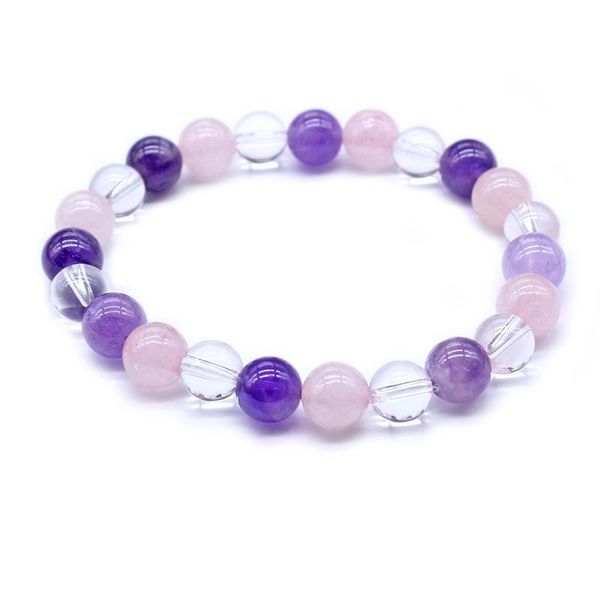 Bracelets de charme 8mm de pedra natural fluorito de pedra roxa de onyx amethys ioga bracelete da menina de jóias de joias curativas de jóias de cristais rosa pulseira