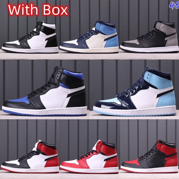 

2022 mens basketball shoes 1s womens hyper royal shadow 2.0 university blue bred patent dark barely orange green men trainer sport sneakers, Black