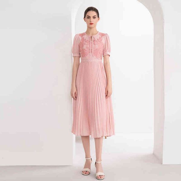 

casual dresses summer women's dress neckline lace up heavy industry embroidery waist closing pleated dress style, Black;gray