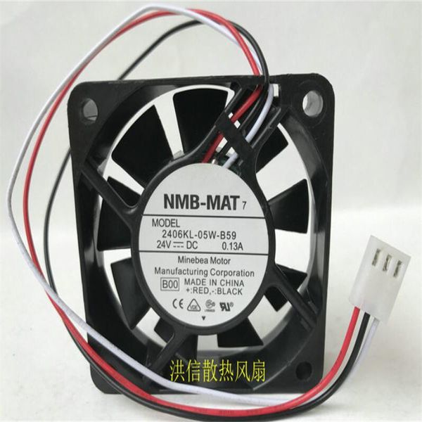 Ventilador por venda por atacado: Original NMB-MAT 6015 2406KL-05W-B59 24V 0.13A 6 cm Ventilador de refrigeração do inversor de três fios