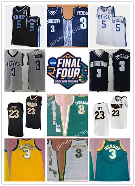 

2022 ncaa 3 allen iverson jersey georgetown hoyas blue devils 5 paolo banchero jerseys purdue boilermakers jaden ivey jersey drew timme chet, Black