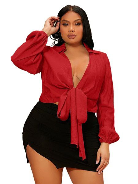 

sxy plus tie front crop j1l8#, Black