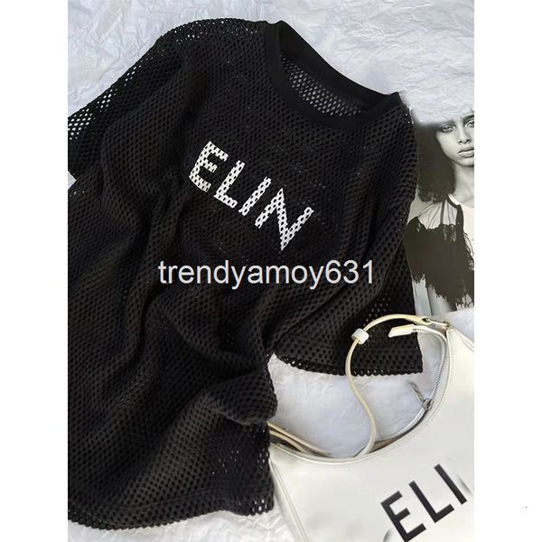 

women's knits & tees 22 summer mesh hollow round neck letter printing loose fashion careful machine short sleeve t-shirt fashion, White