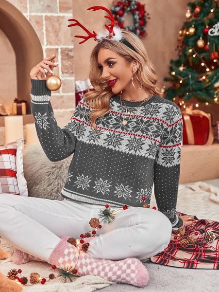 

christmas snowflake pattern sweater e8eb#, White;black