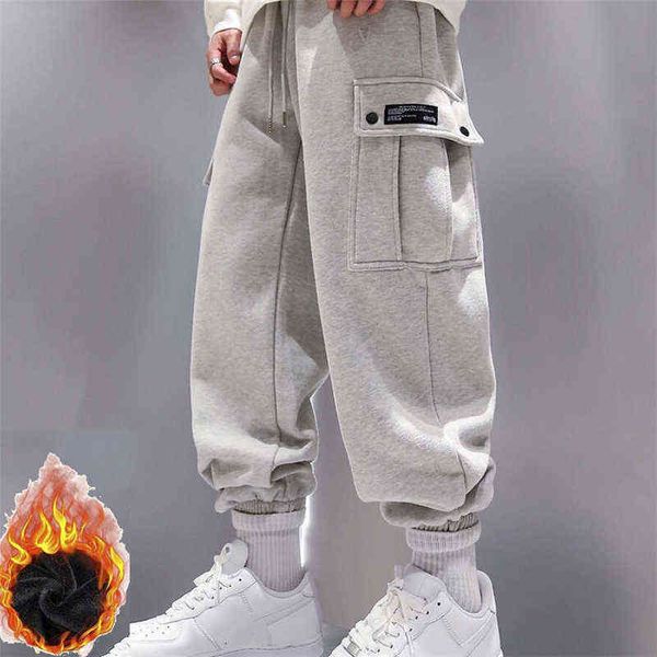 

men jeans new arrival trendy men sweatpants plus size winter loose trouser outdoor male pocket warm comfort jogging sport pants pantalones 2, Black