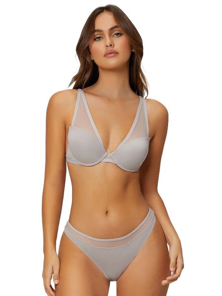 

contrast mesh underwire bra x5lh#, Black;red