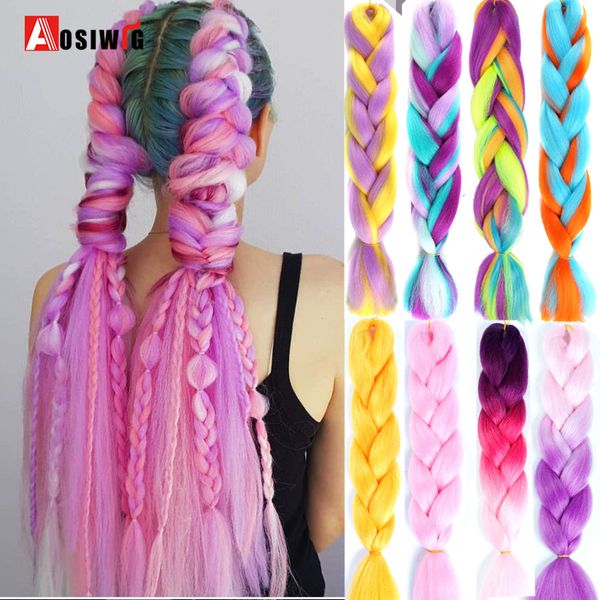 

costume accessories aosi synthetic braiding hair extensions ombre pink blonde jumbo box twist braid wholesale 24inch hair accessories for wo, Silver