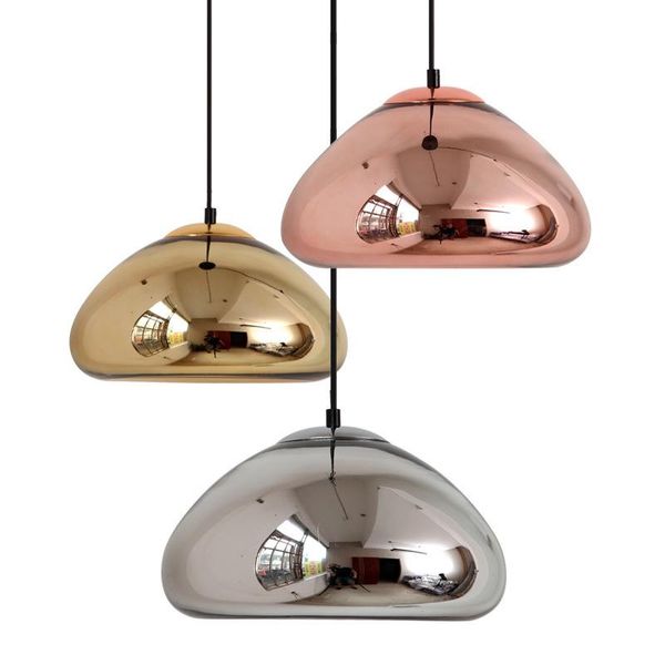 Lampade a sospensione Nordic Simple Cafe Bar Club ristorante sala da pranzo Brass Bowl Electroplating Glass Piccola lampadario