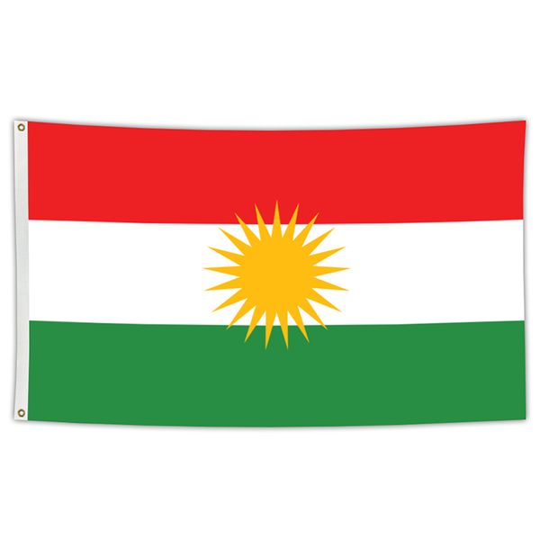 

kurdistan flag 3x5 ft 100%polyester vivid color banner with brass grommets for indoor outdoor yard decoration