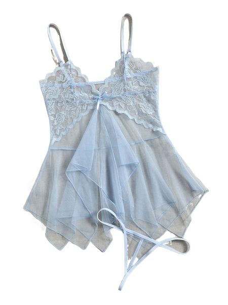 

contrast lace sheer mesh slips with thong 91lp#, Black;red