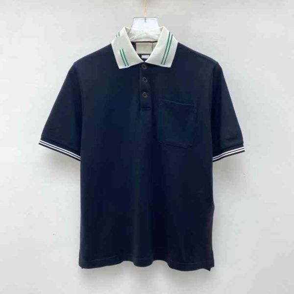 

men's polos european station summer product collar line embroidery casual business loose and versatile men's women's short sl, White;black