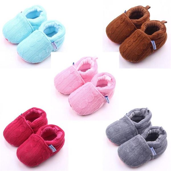 

2019 new arrival wool baby girl boy shoes warm and soft crochet upper flower print sole anti-slip infant shoes 5 colors whole209y