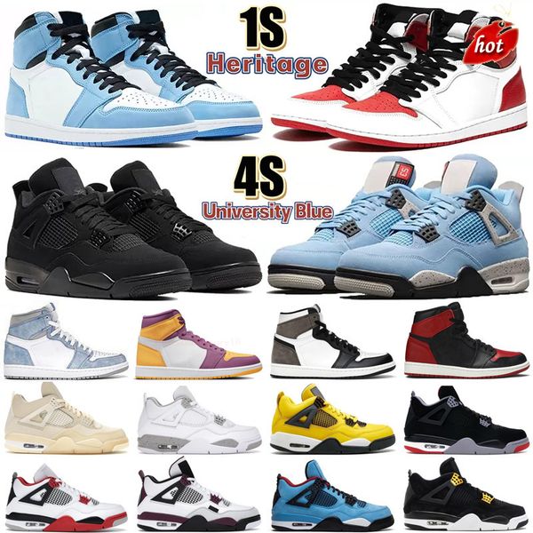 

2022 jumpman 4 high retro basketball shoes bred 4s unc black cat red thunder royalty university blue 1 1s heritage blue royal dark mocha