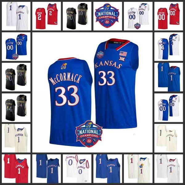 

xflsp 2022 college final four custom ku kansas jayhawks basketball jersey 22 silvio de sousa jersey 30 ochai agbaji 35 udoka azubuike 33 dav, Black