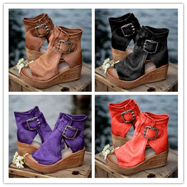 

quality fashion peep-toe womens sandals shoes brown red purple black wedge ladies 35-43 1268 outdoor wedge high heel sandal